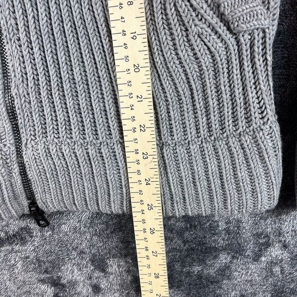 Nicole Farhi Chunky Knitted 100% Wool Hoodie Full Zip Gray Jacket Men's M* - Picture 11 of 16